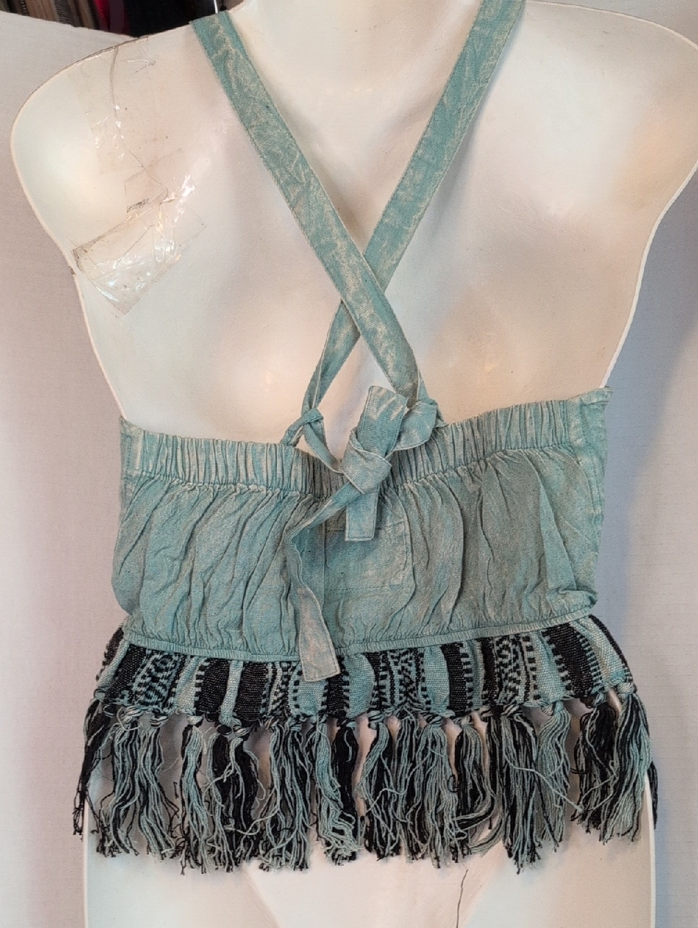 POL NEW ARRIVAL Sage Green Lace-Up Fringe Festival Tank Top🥰 Just In 🧑🎤NIB❣️ - Picture 6 of 17